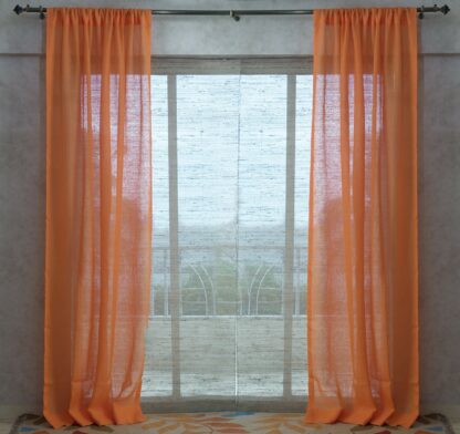 Calyz Orange 100% Linen Gauze Curtain